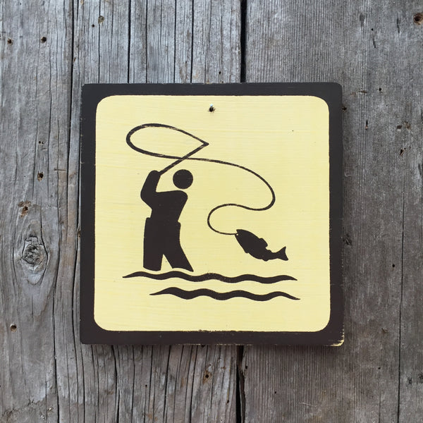 Park Icon Sign "Fly Fishing" | Handmade Vintage | Campground Sign | National Park | State Park | Provincial Park | Outdoors Sport | River