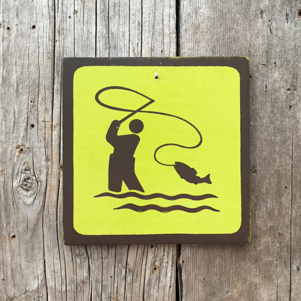 Park Icon Sign "Fly Fishing" | Handmade Vintage | Campground Sign | National Park | State Park | Provincial Park | Outdoors Sport | River
