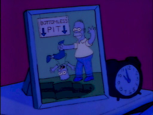 Simpsons bottomless pit sign