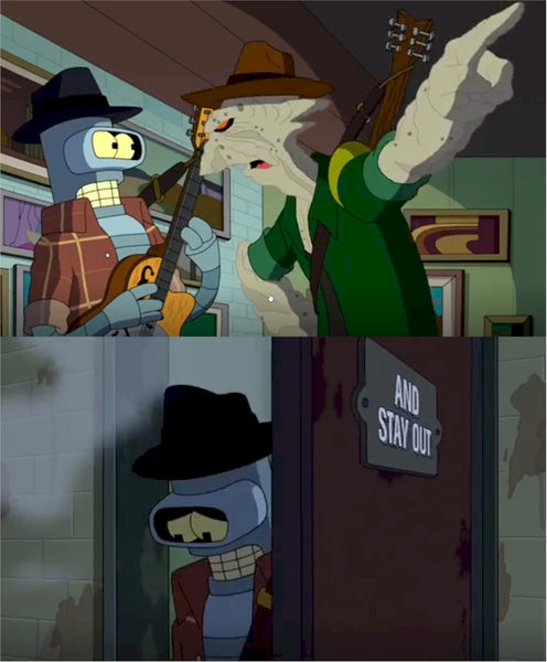 Futurama and stay out sign